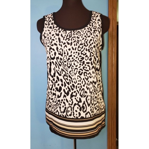 Chicos Sleeveless Blouse Tank Top Camisol Womens Sz 0 or Sm Stripes Animal Print - Picture 1 of 8
